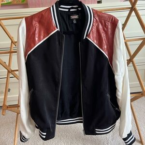 Greylin faux leather/cotton bomber jacket